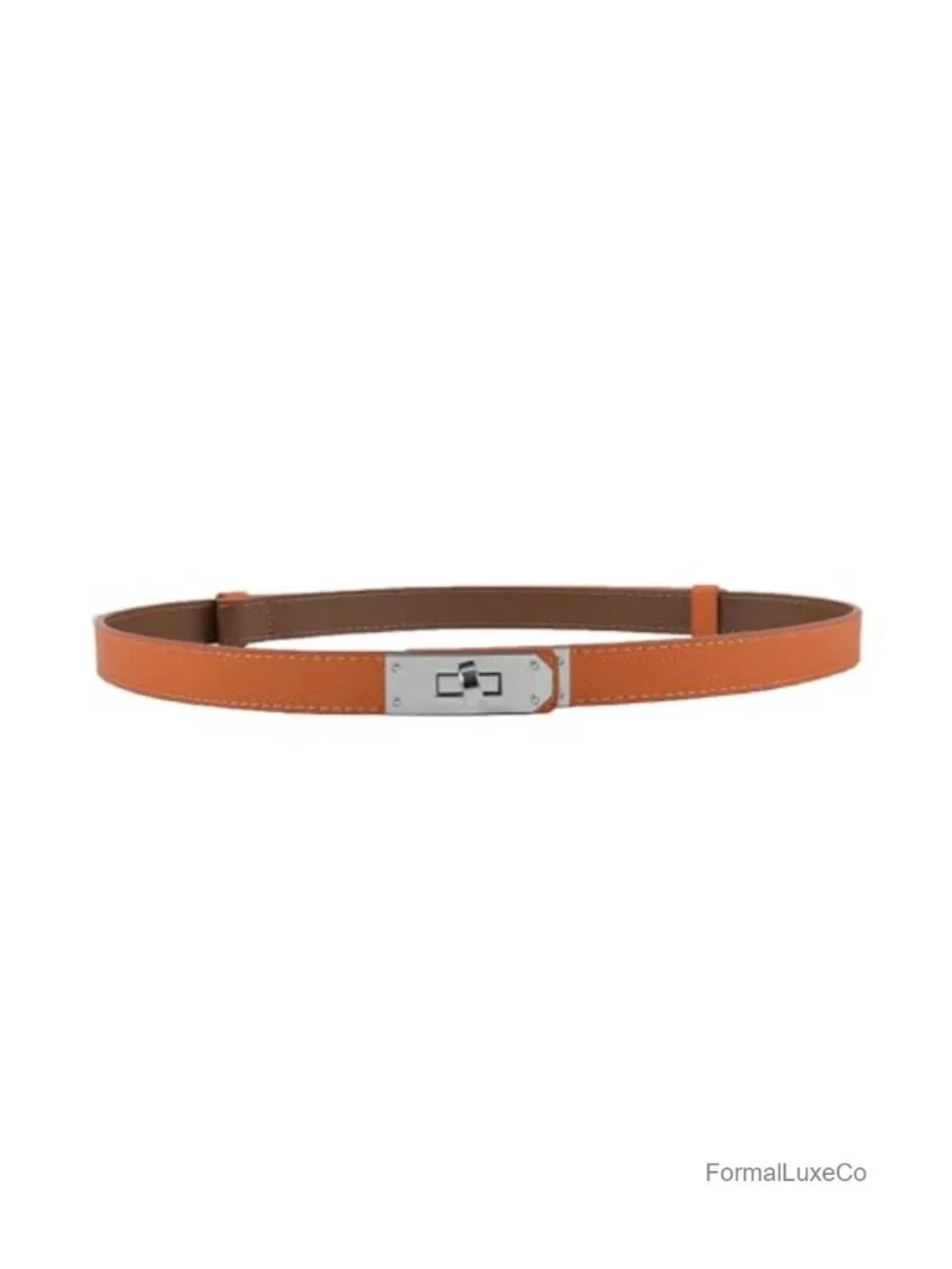 Women's Skinny Belt Solid Color Alloy Turn Lock Adjustable Waist 19.5-35.5